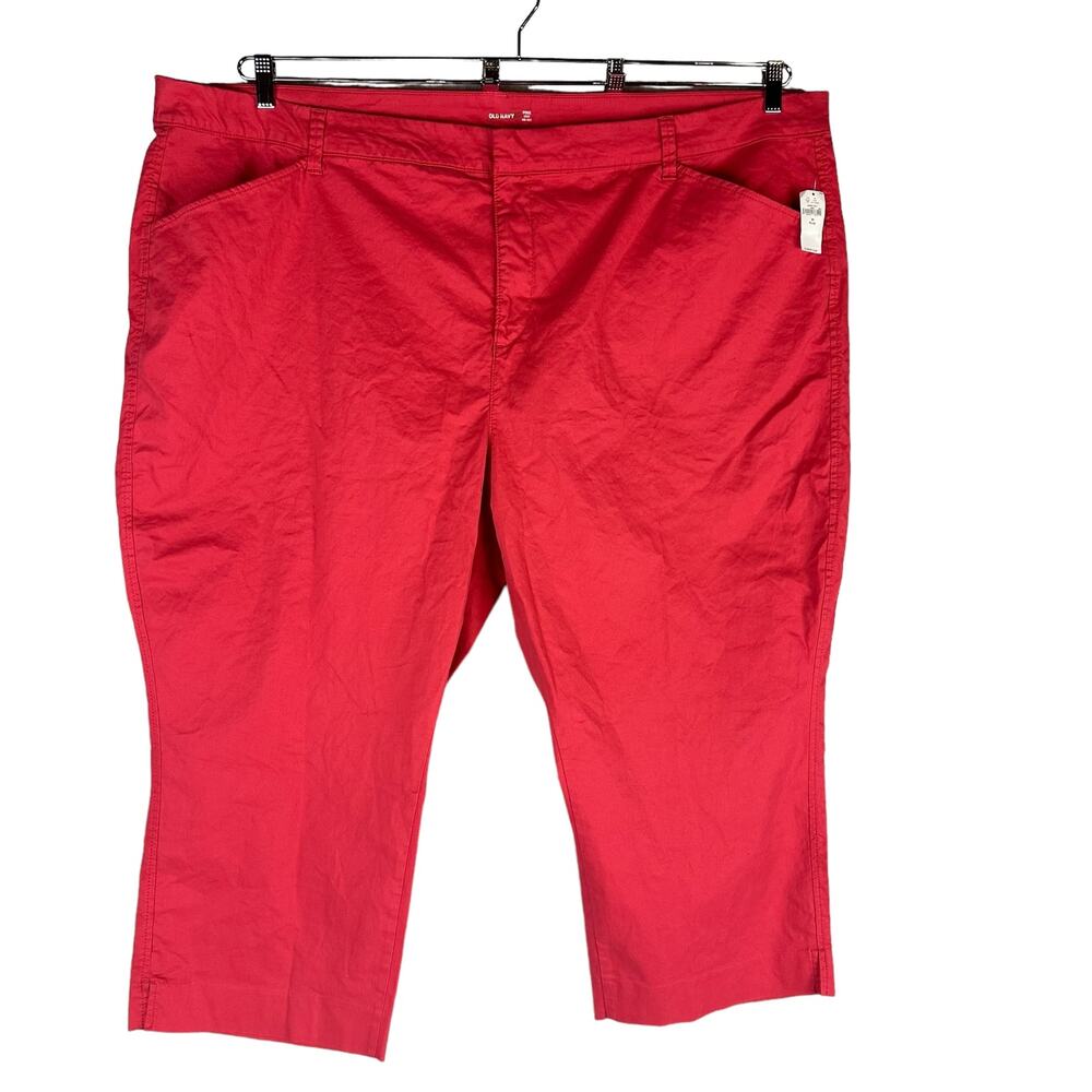 New Old Navy Womans Sz 30 Plus Pixie Crop Pants Corral Ankle Stretch‎ NWT